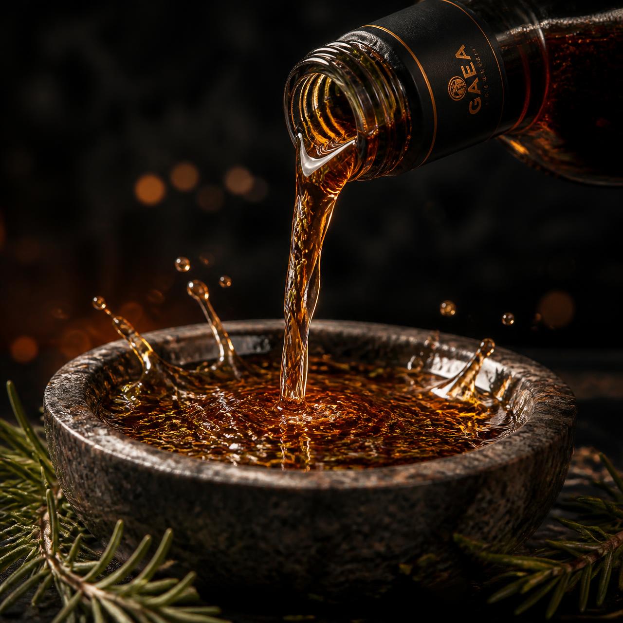 Marinade pouring into a bowl